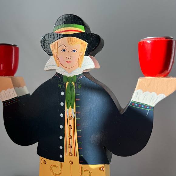 Pair of vintage Scandinavian wooden candlestick holders - Picture 7 of 12